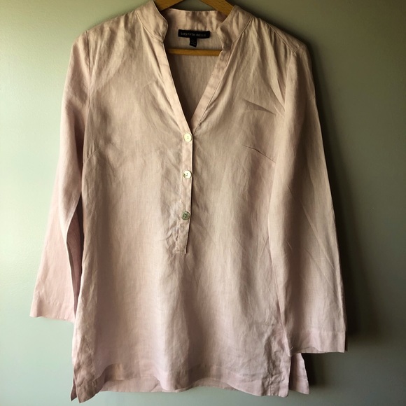 Saks Fifth Avenue Tops - Saks Fifth Avenue Blush Pink 100% Linen Tunic Top